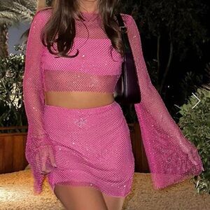 MESHKI HILTON DIAMANTE SKIRT SET